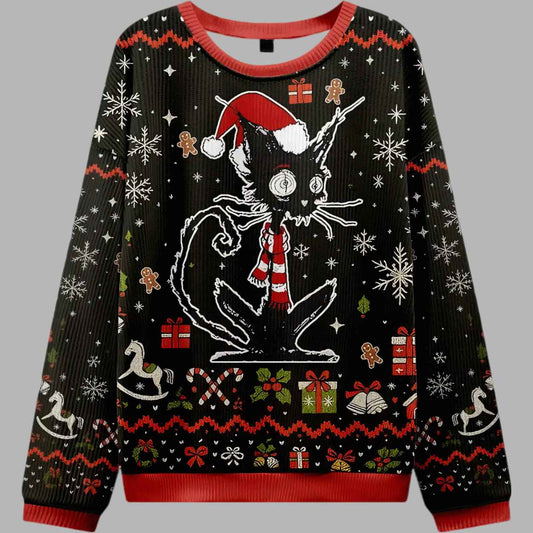 Messy Cat Ugly Christmas Sweater - Moonbestprint
