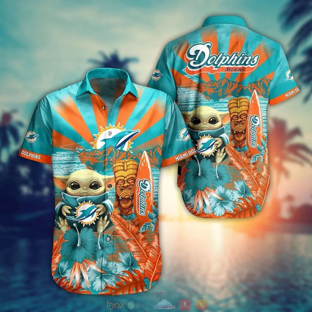 Miami Dolphins Baby Yoda Hawaiian Shirt, NFL Hawaiian Shirt Moonbestprint