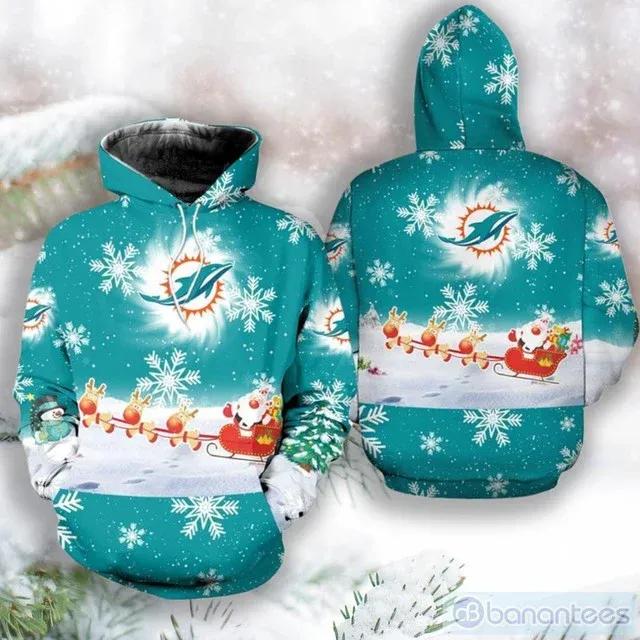 Miami Dolphins Christmas 3D Hoodie, NFL Hoodie Moonbestprint
