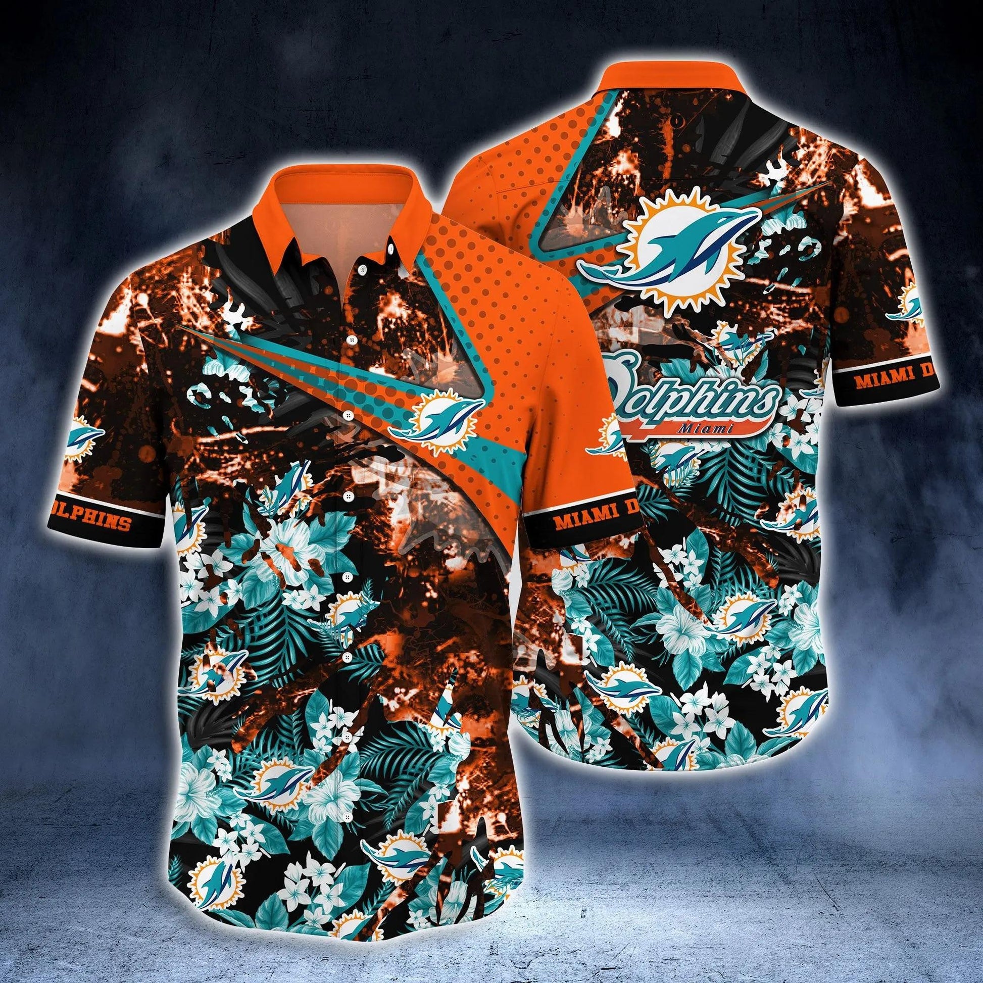 Miami Dolphins Cool Floral Hawaiian Shirt, NFL Hawaiian Shirt Moonbestprint