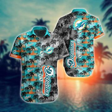 Miami Dolphins Cool Floral Pattern Hawaiian Shirt, NFL Hawaiian Shirt Moonbestprint