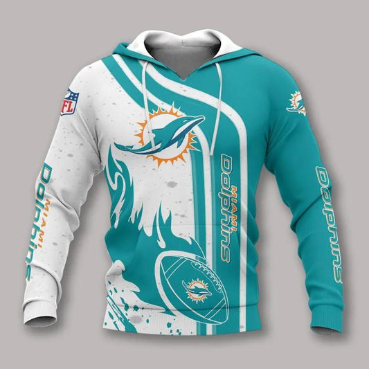 Miami Dolphins Fire Ball All Over Print Hoodie, NFL Hoodie Moonbestprint