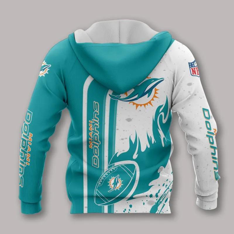 Miami Dolphins Fire Ball All Over Print Hoodie, NFL Hoodie Moonbestprint