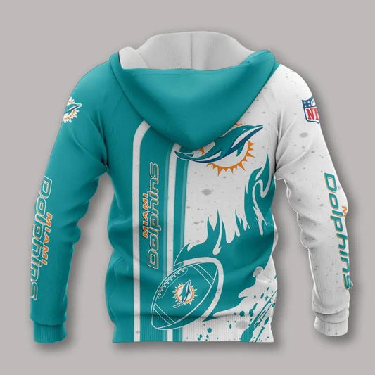 Miami Dolphins Fire Ball All Over Print Hoodie, NFL Hoodie Moonbestprint