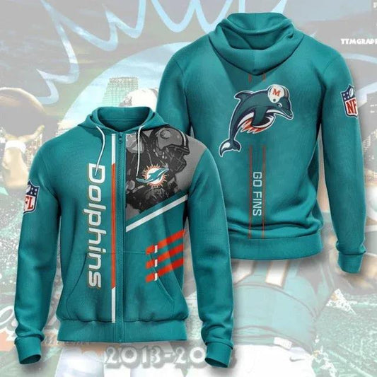 Miami Dolphins Go Fins 3D Hoodie, NFL Hoodie Moonbestprint