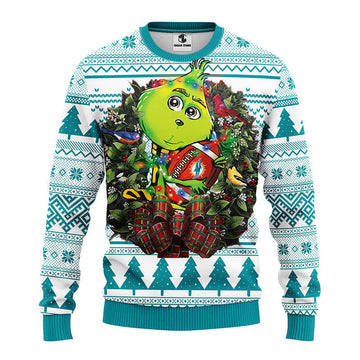 Miami Dolphins Grinch Hug Ugly Christmas Sweater, Grinch Xmas Sweater Moonbestprint