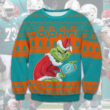Miami Dolphins Grinch Stolen Christmas Sweater, NFL Christmas Sweater Moonbestprint