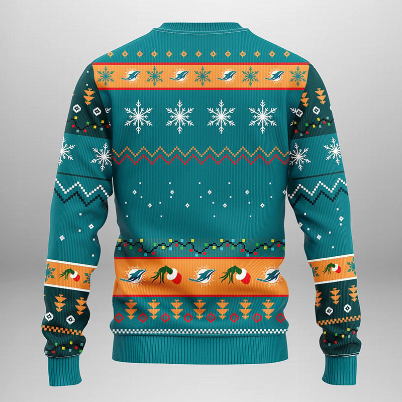 Miami Dolphins Grinch Ugly Christmas Sweater, Grinch Xmas Sweater Moonbestprint