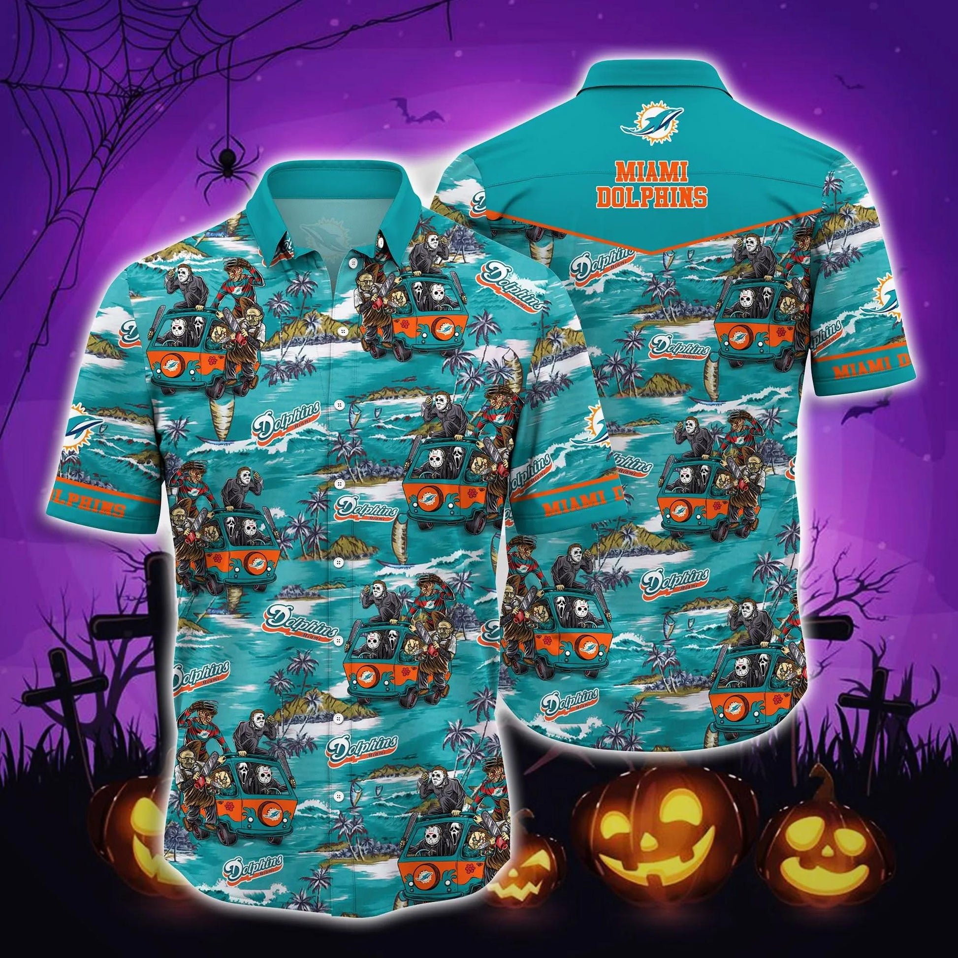 Miami Dolphins Killer Team Hawaiian Shirt, NFL Hawaiian Shirt Moonbestprint