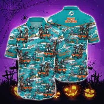 Miami Dolphins Killer Team Hawaiian Shirt, NFL Hawaiian Shirt Moonbestprint