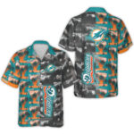 Miami Dolphins Logo With Palm Trees Sunset Hawaiian Shirt – Moonbestprint