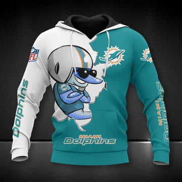 Miami Dolphins Mascot All Over Print Hoodie, NFL Hoodie Moonbestprint