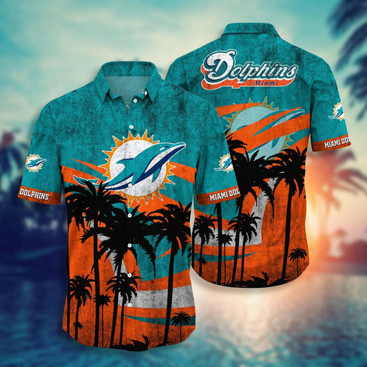 Miami Dolphins NFL Style Vintage Hawaiian Shirt, NFL Hawaiian Shirt Moonbestprint