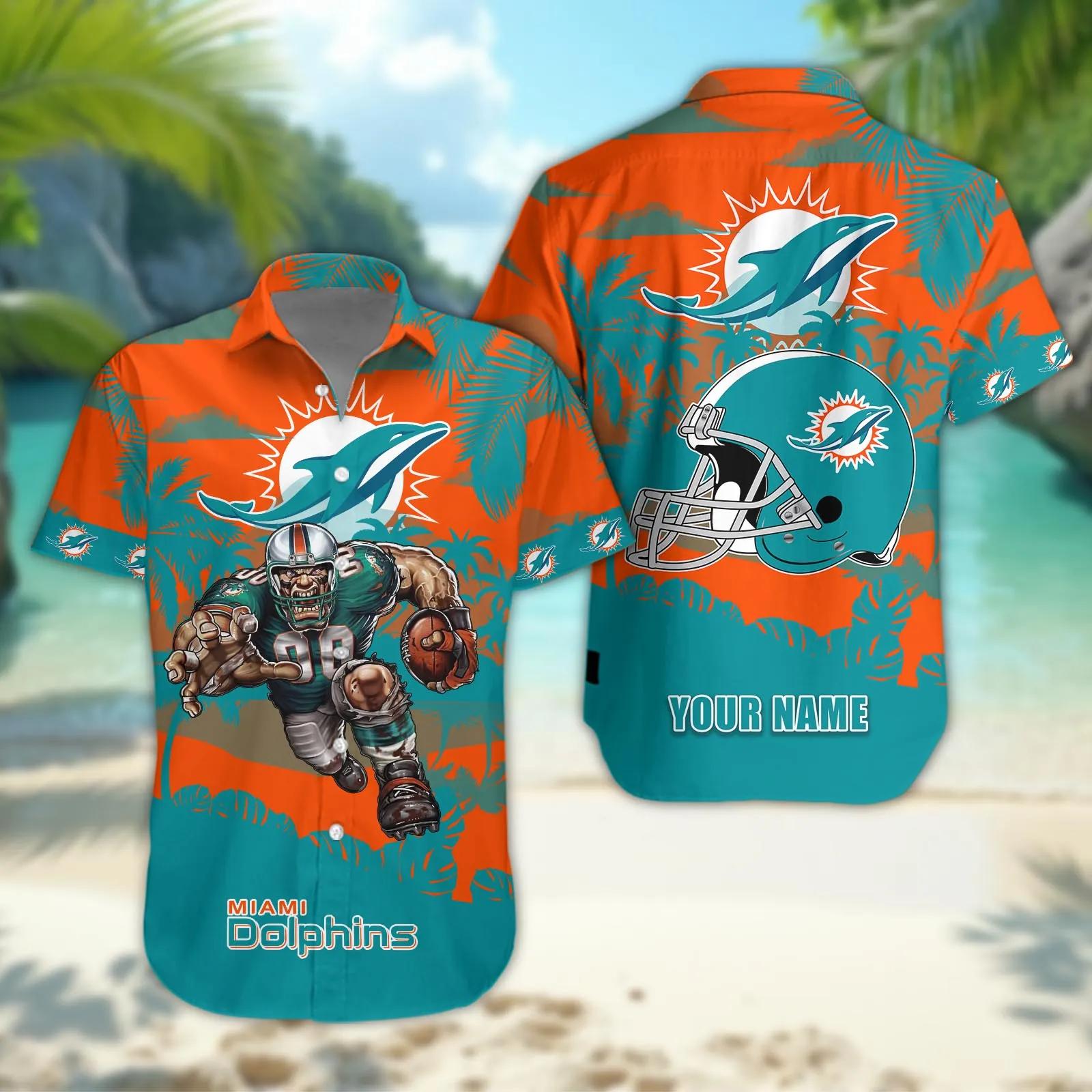Miami Dolphins Personalized Hawaiian Shirt, NFL Hawaiian Shirt Moonbestprint