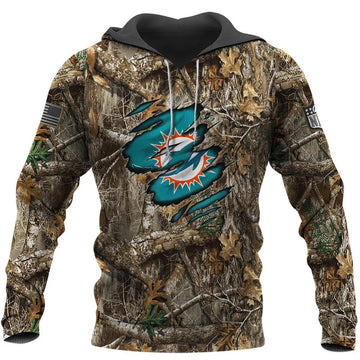 Miami Dolphins Realtree Hunting Camo 3D Hoodie, NFL Hoodie Moonbestprint