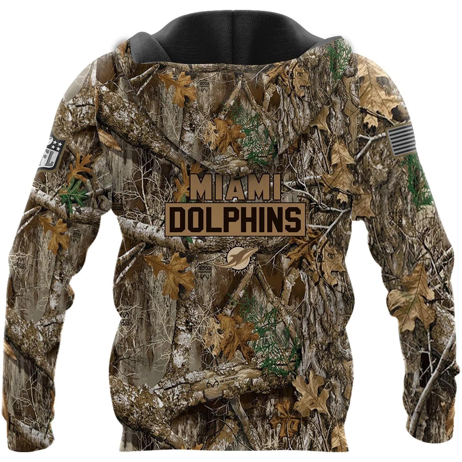 Miami Dolphins Realtree Hunting Camo 3D Hoodie, NFL Hoodie Moonbestprint