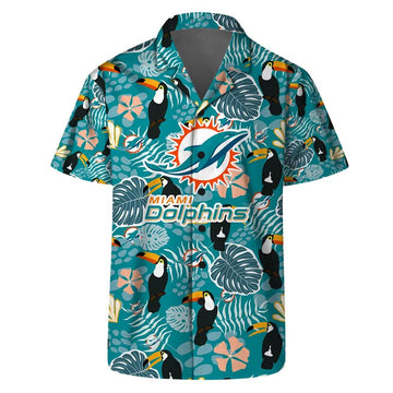 Miami Dolphins Team Logo Pattern Champions Hawaiian Shirt, NFL Hawaiian Shirt Moonbestprint