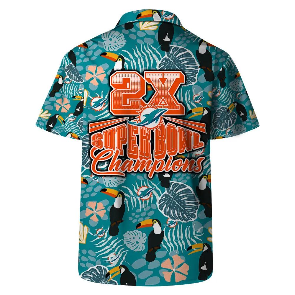 Miami Dolphins Team Logo Pattern Champions Hawaiian Shirt, NFL Hawaiian Shirt Moonbestprint