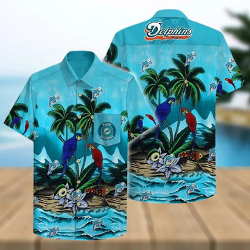 Miami Dolphins Tropical Graphic Hawaiian Shirt, NFL Hawaiian Shirt Moonbestprint