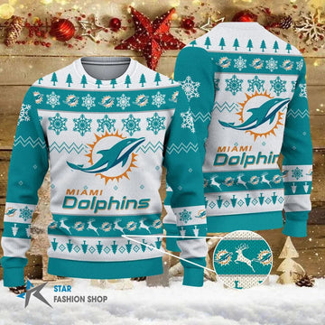 Miami Dolphins Ugly Christmas Sweater, NFL Christmas Sweater Moonbestprint