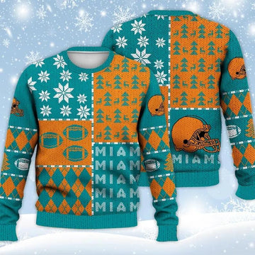 Miami Dolphins Ugly Sweater Christmas, NFL Christmas Sweater Moonbestprint