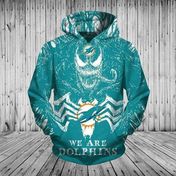 Miami Dolphins Venom 3D Hoodie, NFL Hoodie Moonbestprint