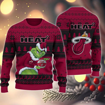 Miami Heat Grinch Stolen Ugly Christmas Sweater, NBA Chritsmas Sweater Moonbestprint