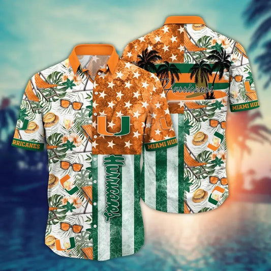 Miami Hurricanes NCAA Flower Aloha Hawaiian Shirt 10, NCAA Hawaiian Shirt Moonbestprint
