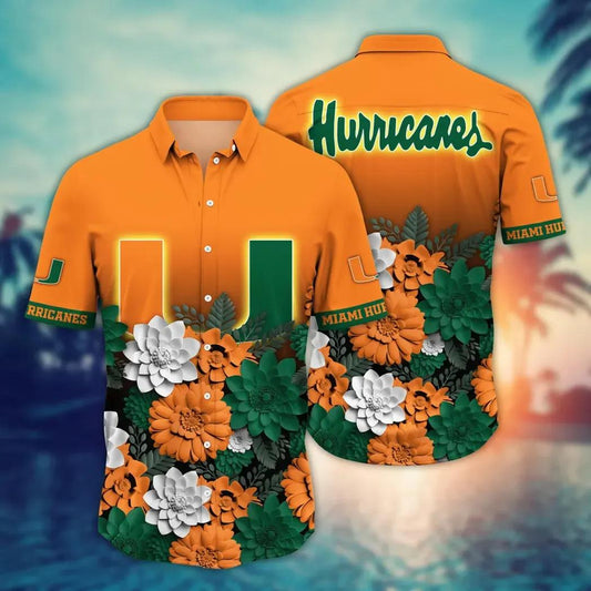 Miami Hurricanes NCAA Flower Aloha Hawaiian Shirt 11, NCAA Hawaiian Shirt Moonbestprint