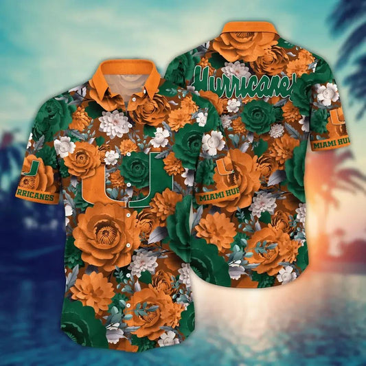 Miami Hurricanes NCAA Flower Aloha Hawaiian Shirt 4, NCAA Hawaiian Shirt Moonbestprint