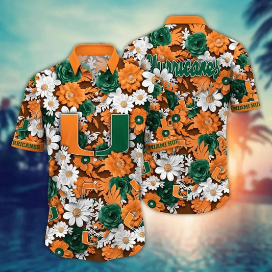 Miami Hurricanes NCAA Flower Aloha Hawaiian Shirt 6, NCAA Hawaiian Shirt Moonbestprint