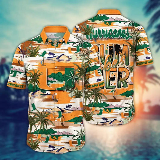Miami Hurricanes NCAA Flower Aloha Hawaiian Shirt 7, NCAA Hawaiian Shirt Moonbestprint