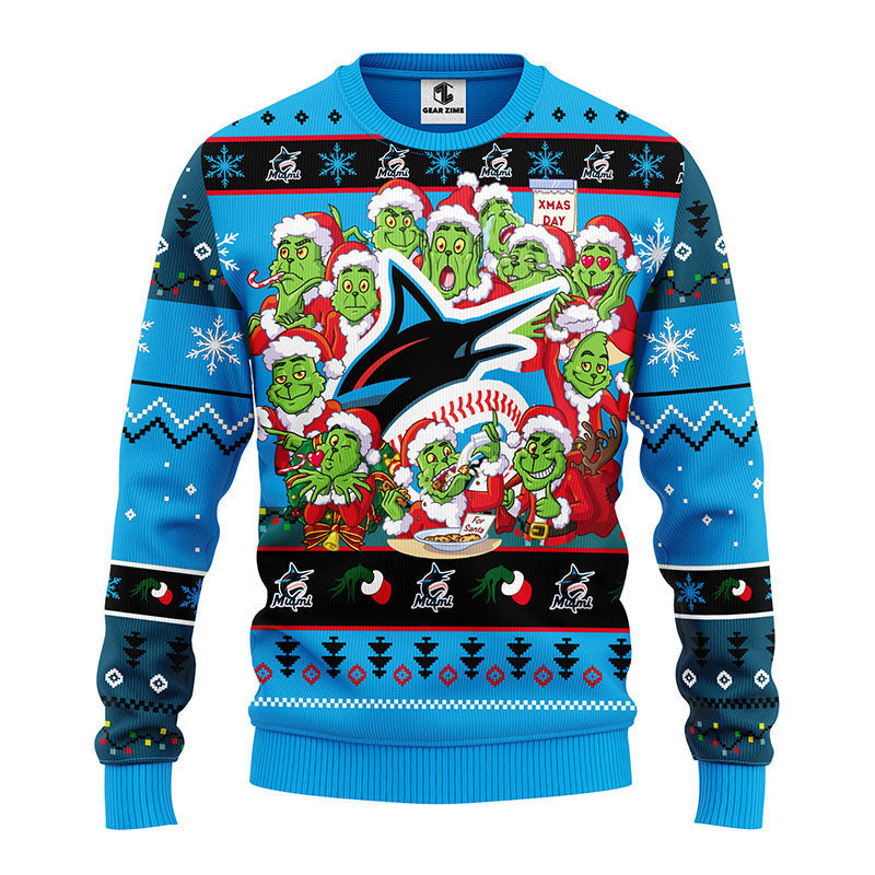 Miami Marlins 12 Grinch Xmas Day Ugly Christmas Sweater, Grinch Xmas Sweater Moonbestprint