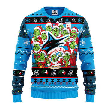 Miami Marlins 12 Grinch Xmas Day Ugly Christmas Sweater, Grinch Xmas Sweater Moonbestprint