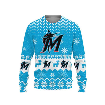 Miami Marlins Big Logo Ugly Christmas Sweater, MLB Christmas Sweater Moonbestprint