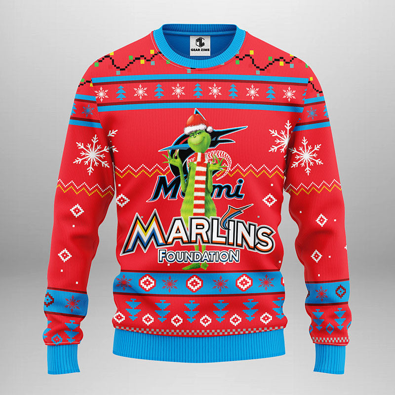Miami Marlins Funny Grinch Ugly Christmas Sweater Moonbestprint