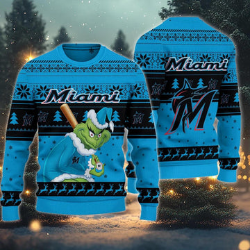 Miami Marlins Grinch Stolen Ugly Christmas Sweater, MLB Christmas Sweater Moonbestprint
