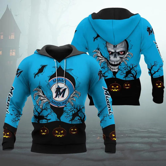 Miami Marlins Halloween 3D Apparel, MLB Hoodie Moonbestprint