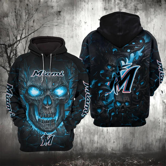 Miami Marlins Lava Skull 3D Hoodie, MLB Hoodie Moonbestprint