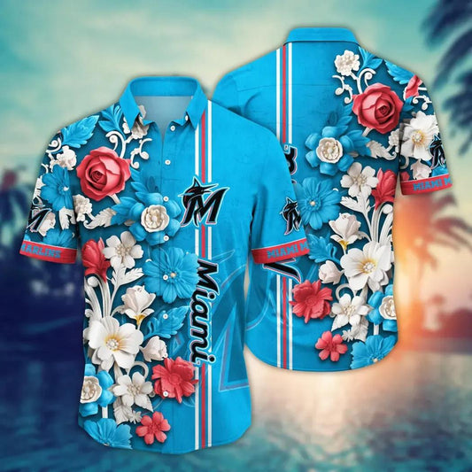 Miami Marlins MLB Flower Aloha Hawaiian Shirt 17, MLB Hawaiian Shirt Moonbestprint