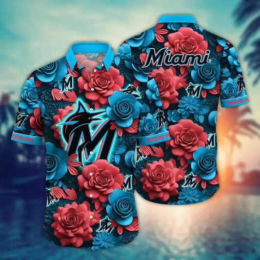 Miami Marlins MLB Flower Aloha Hawaiian Shirt 18, MLB Hawaiian Shirt Moonbestprint