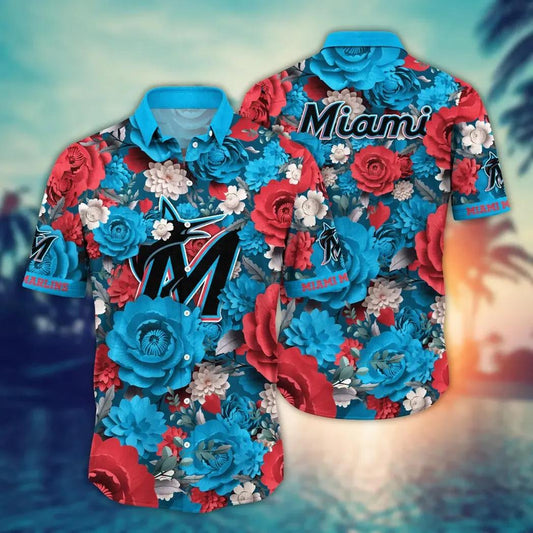 Miami Marlins MLB Flower Aloha Hawaiian Shirt 6, MLB Hawaiian Shirt Moonbestprint