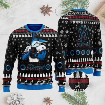Miami Marlins Mascot Ugly Christmas Sweater, MLB Christmas Sweater Moonbestprint