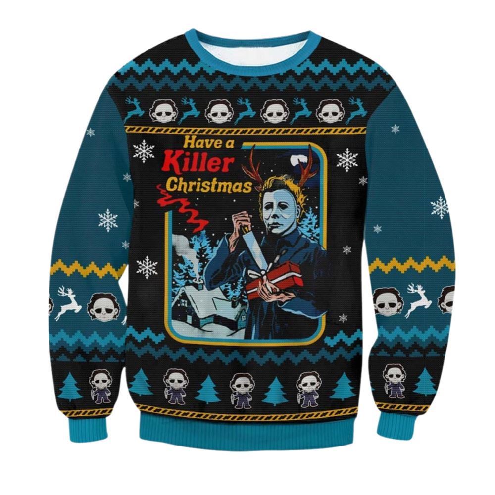 Micheal Myers Killer Christmas Ugly Sweater - Moonbestprint