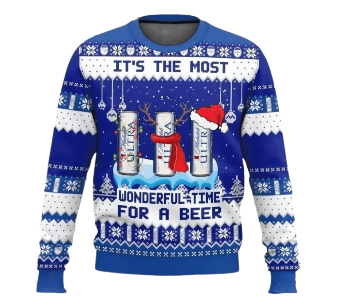 Michelob Ultra Christmas Wonderfultime For a Beer Ugly Sweater – Moonbestprint