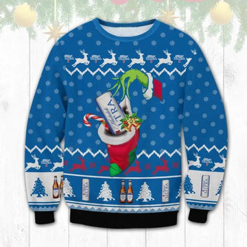 Michelob Ultra Grinch Hand Ugly Sweater, Grinch Holiday Sweater Moonbestprint