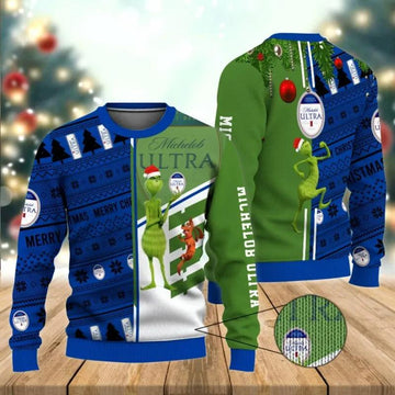 Michelob Ultra Grinch & Scooby–Doo Ugly Sweater, Grinch Holiday Sweater Moonbestprint
