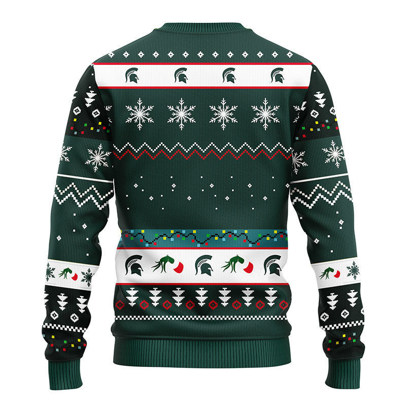 Michigan State Spartans 12 Grinch Xmas Day Ugly Christmas Sweater Moonbestprint