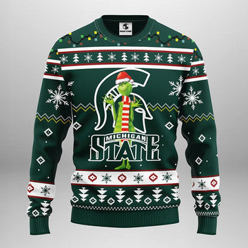 Michigan State Spartans Funny Grinch Ugly Christmas Sweater Moonbestprint
