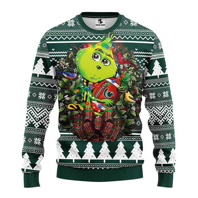 Michigan State Spartans Grinch Hug Ugly Christmas Sweater Moonbestprint